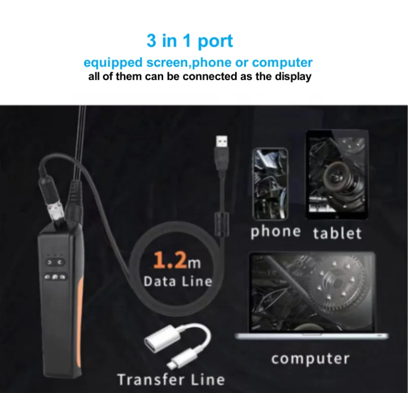 two ways 360 degree industrial inspection auto snake video articulating borescope camera