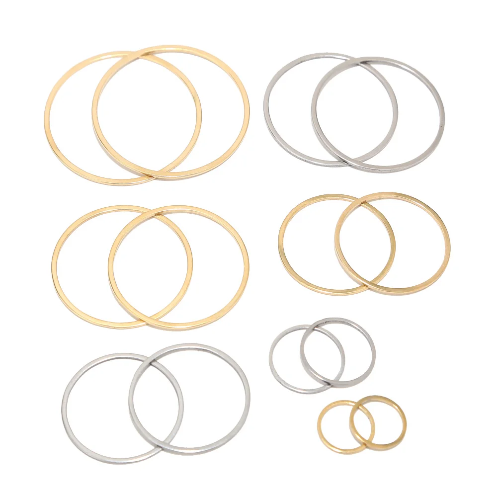 Stainless Steel Gold Seamless Circle Round Links O Ring Connectors For DIY Handmade Earring Necklace Making Supplies 12mm-35mm