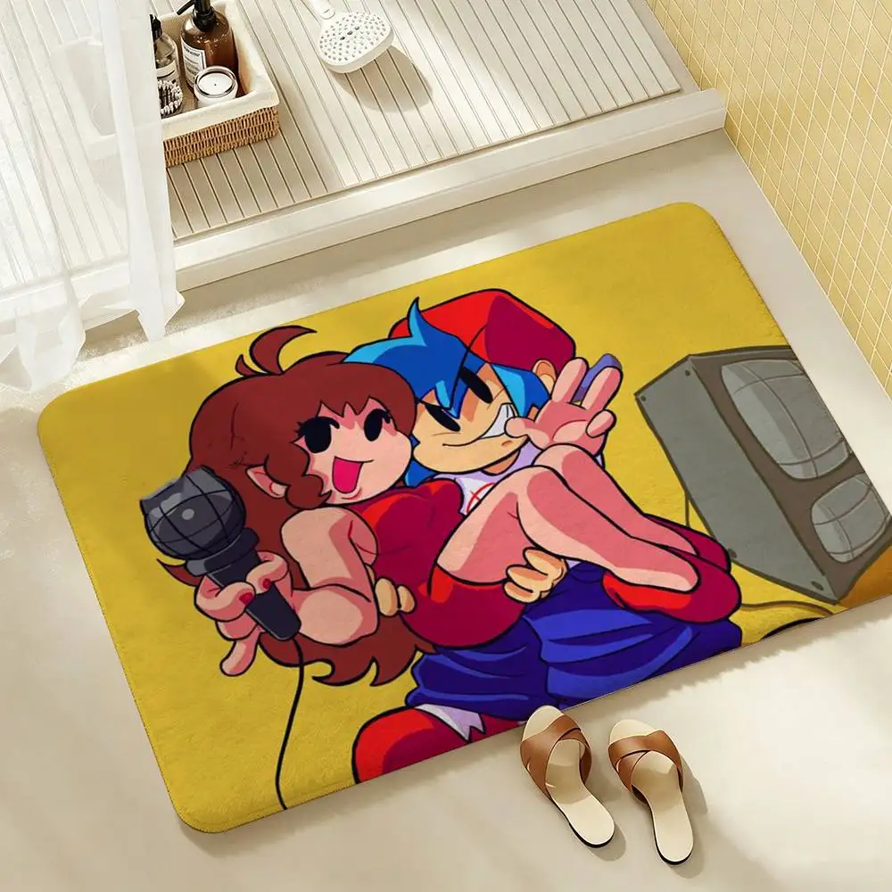 Friday Night F-Funkin game  Shower Room Absorbent Small Floor Mat Soft Comfortable Decorative Foot Mat