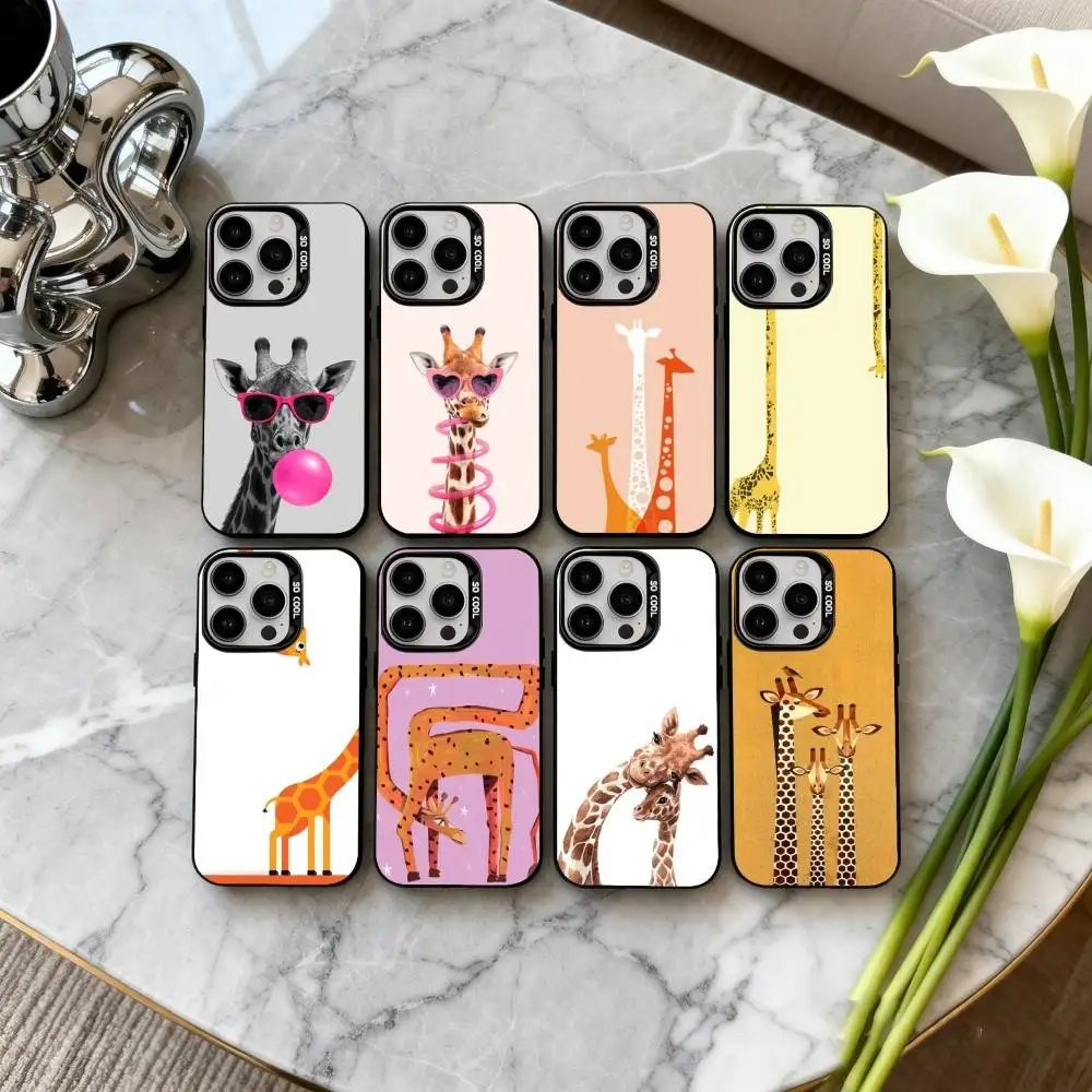 

Towering Giraffe Art Phone Case For iPhone17,16,15,14,13,12,11 Plus,Pro Max Black Candy silver phone case