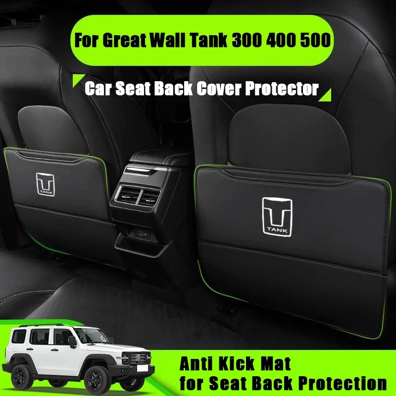 For Great Wall Tank 300 400 500 Car Seat Back Cover Protector PU Leather Kick Mat Seat Back Protection Car Interior Accessories