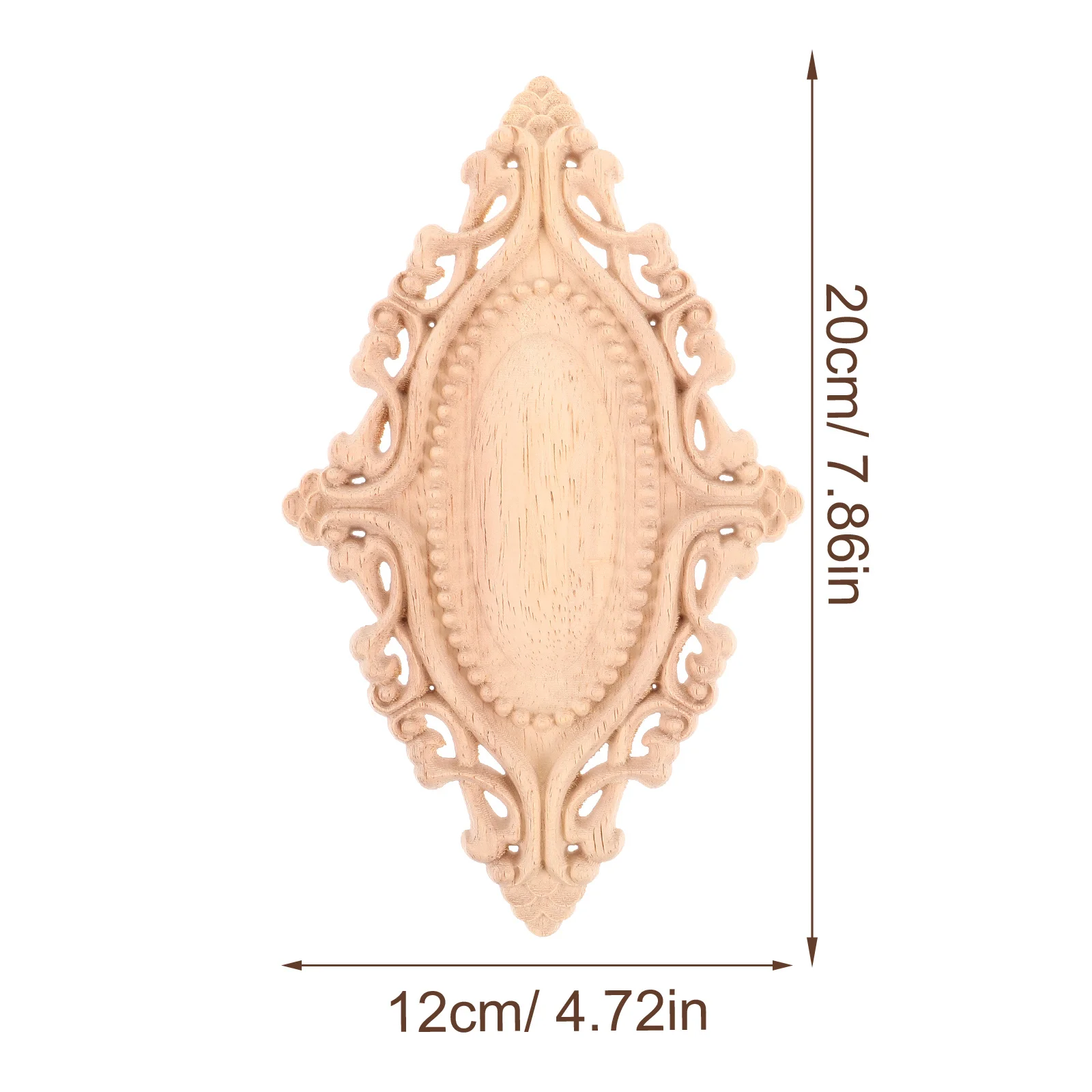 European Style Wood Carving Applique Oval Unfinished Decorative Onlay For Furniture Door Wall Wooden Appliques Home Decor