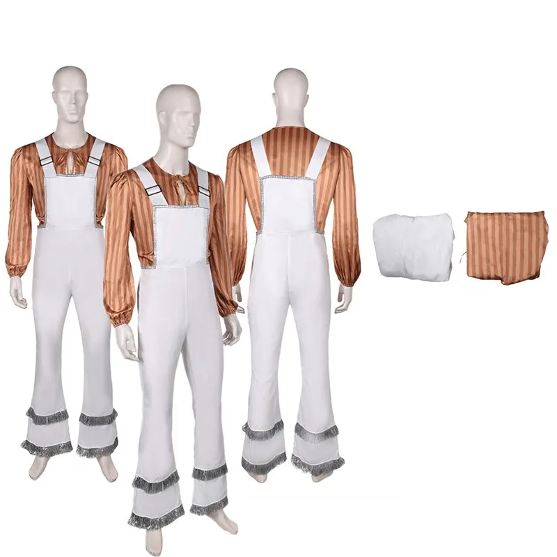 Bjorn Ulvaeus Cosplay Abba Kostuum Jaren 80 Fantasie Volwassen Heren Shirt Broek Overall Outfits Halloween Carnaval Feestpak