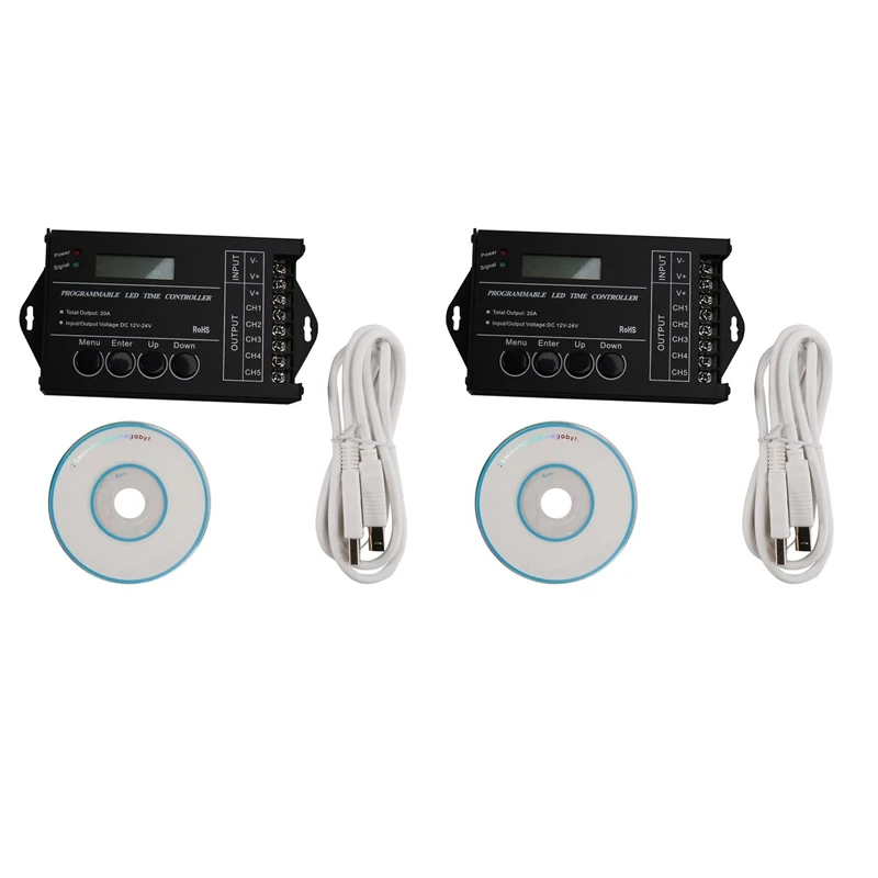 

Promotion! 2X TC420 Time Programmable RGB LED Controller DC12V-24V 5 Channel LED Timing Dimmer