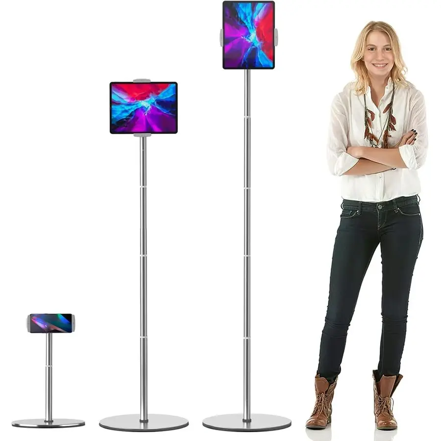 

iPad Stand Floor, HeavyDuty 66.1 HeightAdjustable Tablet Floor Stand Overhead Bed Phone amp Tablet Holder Fits 4.712.9 iPad Pro