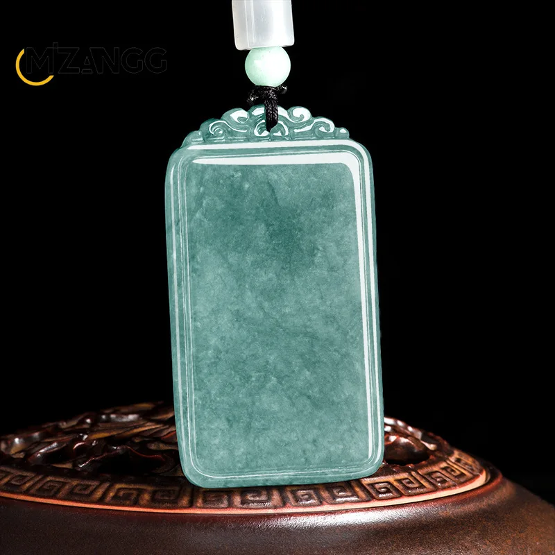 

Natural a-goods jadeite blue water lucky amulet pendant hand-carved exquisite fashion ice jade necklace men & women holiday gift