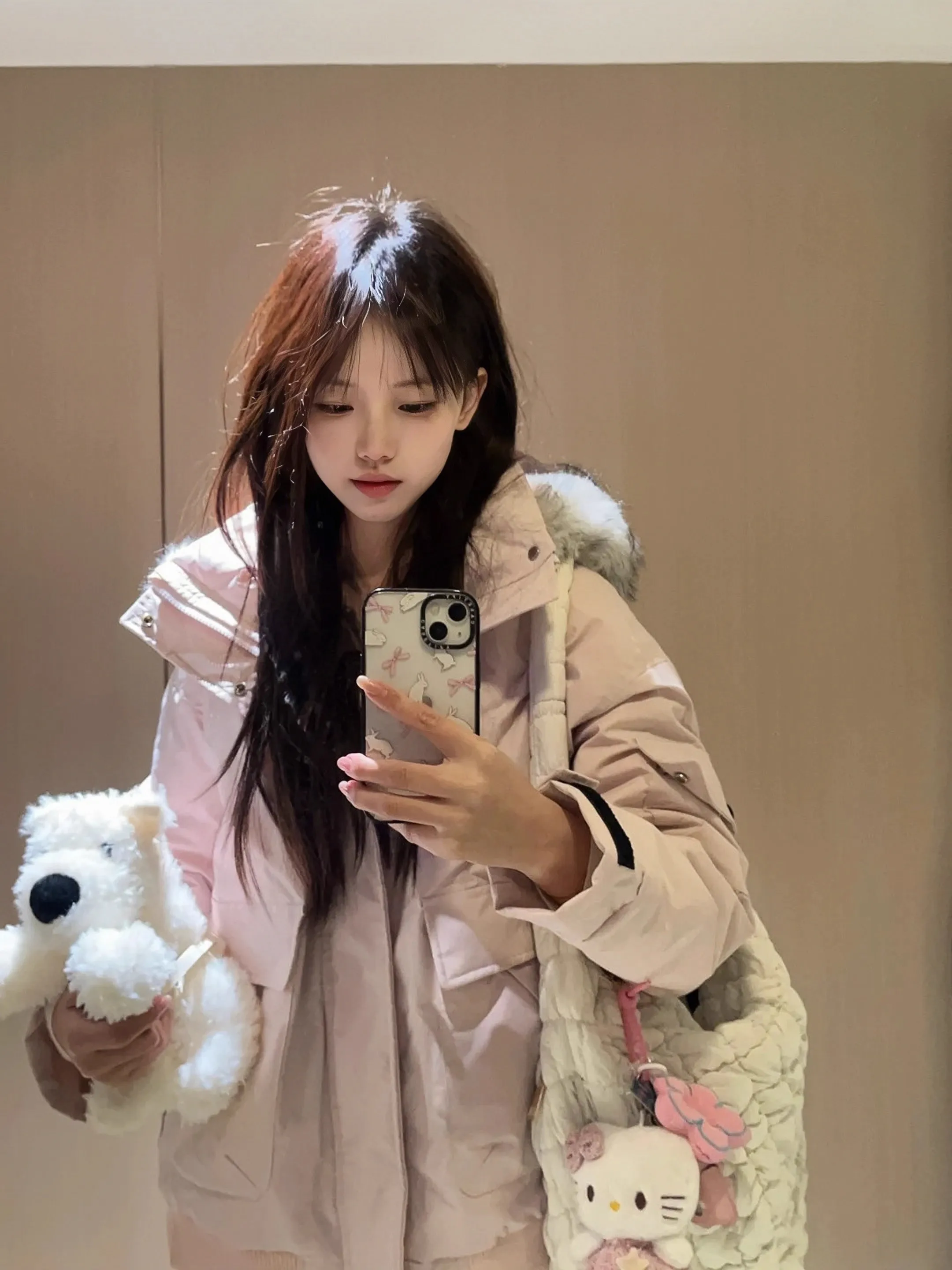 

Корейская утепленная женская зимняя куртка с капюшоном и меховым воротником, модная, для повседневной носки, с длинными рукавами, на молнии