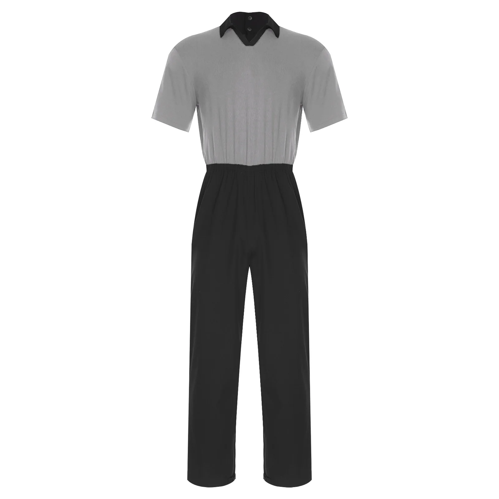 Mens Special Needs Adaptive Clothing Short Sleeve Anti-Strip Back Zipper Jumpsuit for Alzheimer Disabilities Elderly Patient