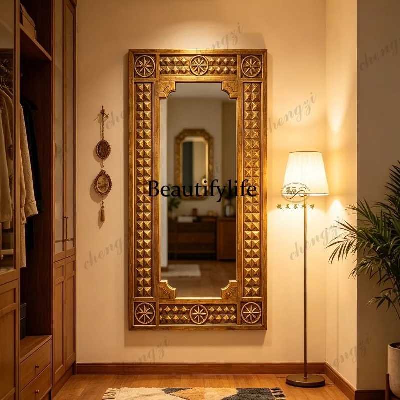 H134 engraved full-body mirror living room old floor-to-ceiling full-length mirror wall-mounted fitting mirror