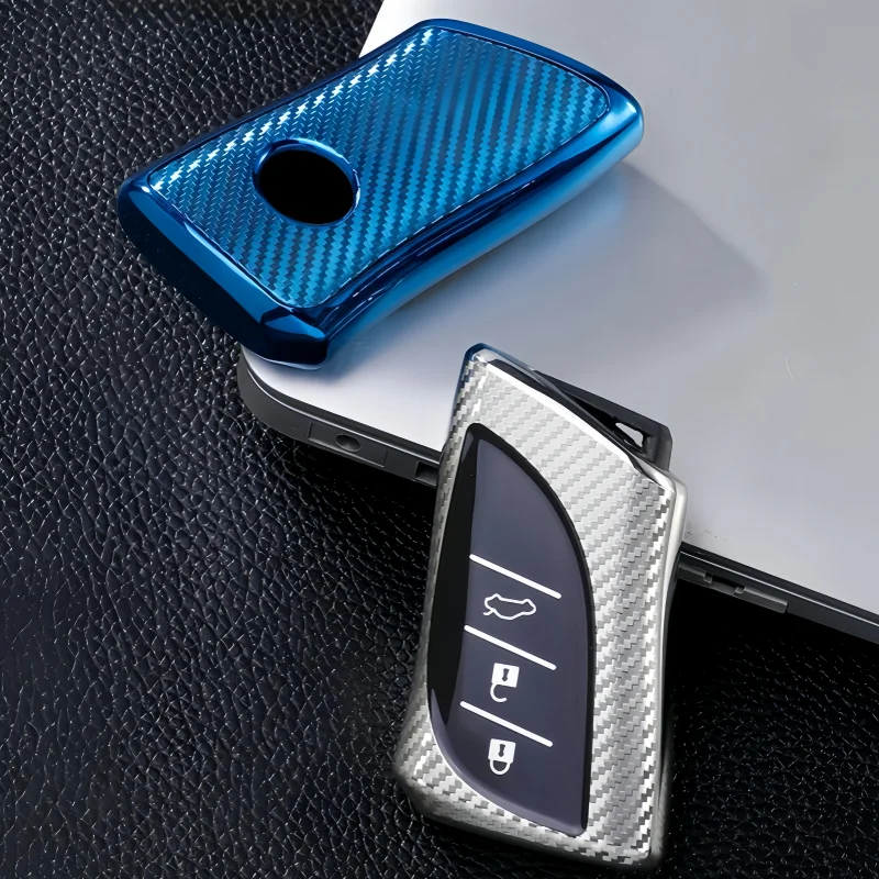 Carbon Fiber TPU Car Smart Key Case Cover Shell Fob For Lexus NX UX LC IS LX RX UX200 UX250H ES200 ES300H LS500 LC500H Protector