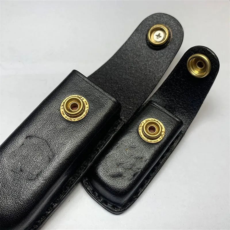 Genuine Leather Scabbard Vegetated Cowhide Leather Case For 58/91MM Folding Knife Protective Shell Storage Case