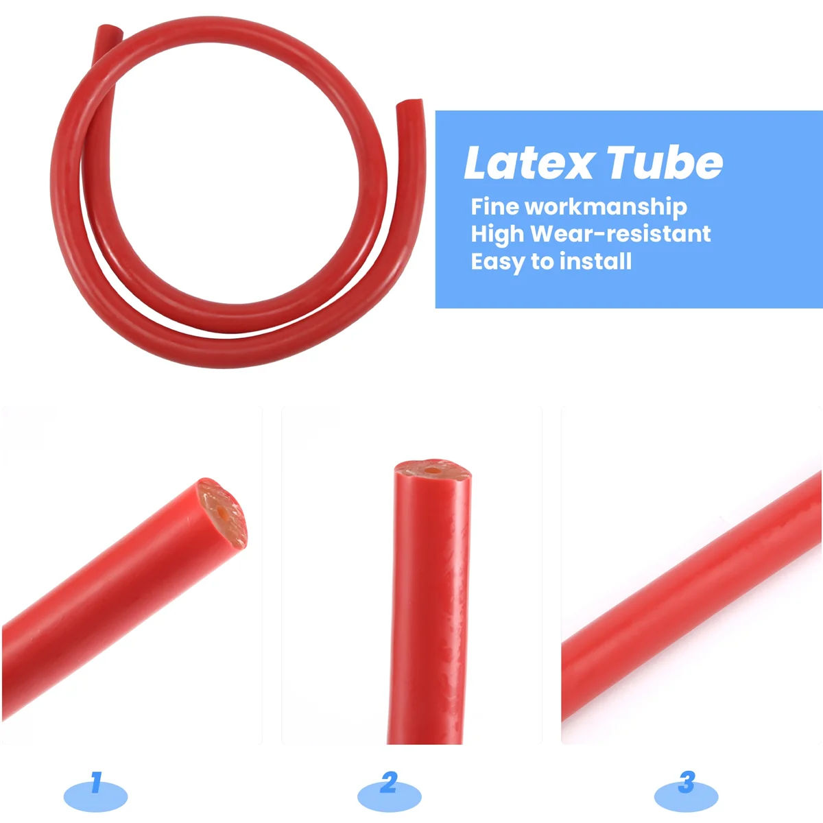 Eslinga de goma para pesca submarina, bandas de emulsión, tubo de látex para buceo, equipo de accesorios de 1M, color rojo, 16x3mm