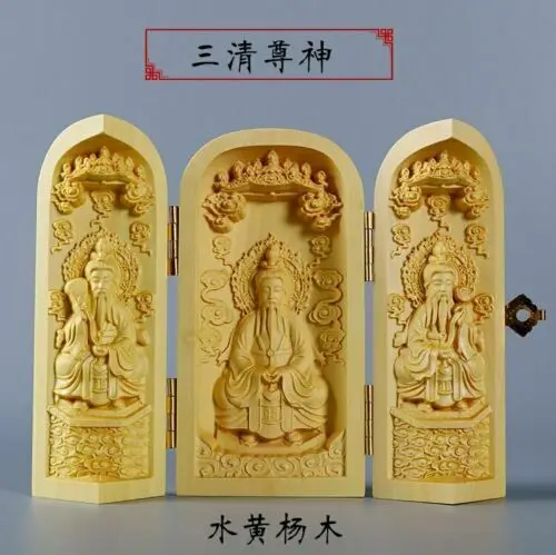 Sacred Talisman FENG SHUI Taoism Sanqing Taoist Sculpture Wood Carving