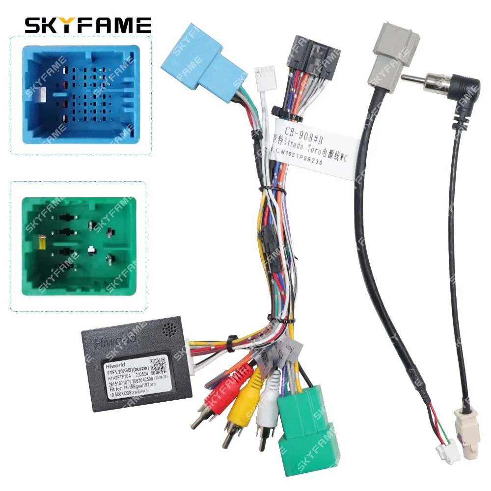 SKYFAME Car 16pin Wiring Harness Adapter Canbus Box Decoder Android Radio Power Cable For Fiat Strada Toro