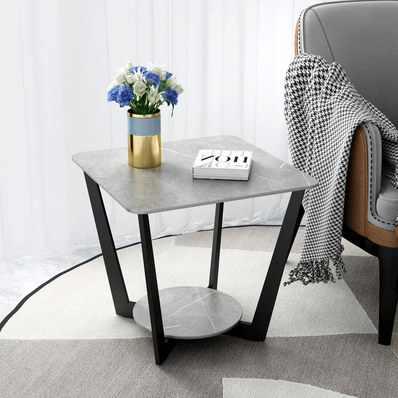 

Sofa side table modern simple corner table Italian rock slab side cabinet living room Nordic light luxury marble small coffee