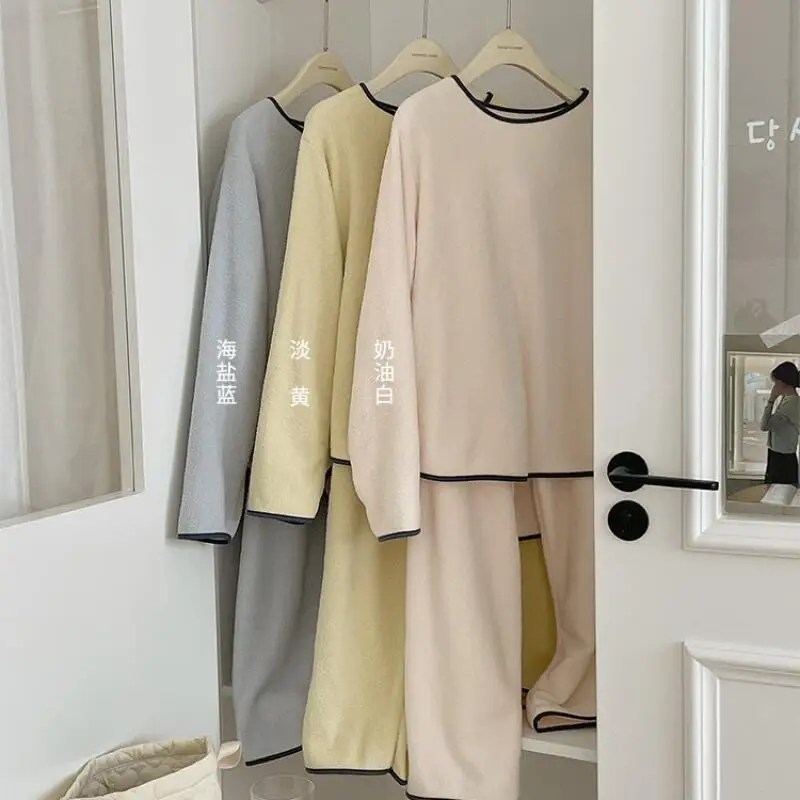 

Women's Clothing Pajama Set Homewear Long Sleeves Pants Two-Piece Set Autumn and Winter Thicken Comfortable Sweet Fashion