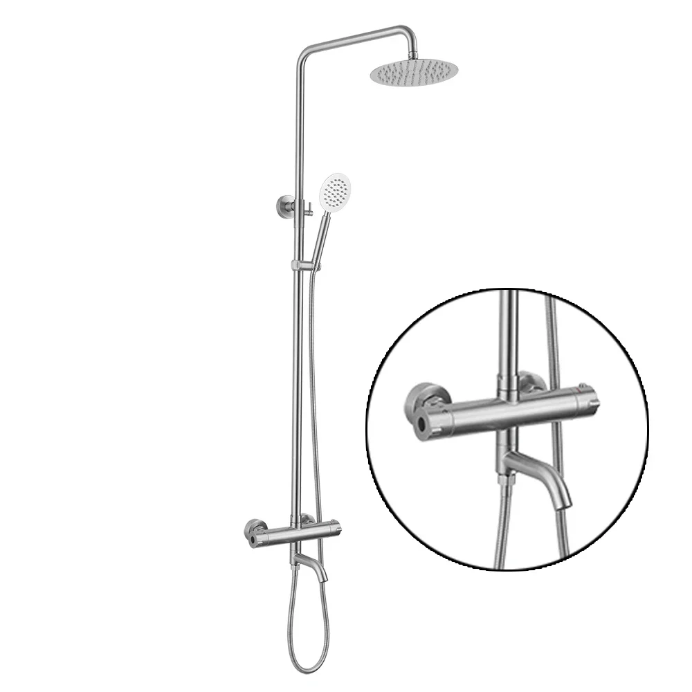 constant temperature rainfall wall mounted bathroom stainless steel 304 finished shower head  set system in complete