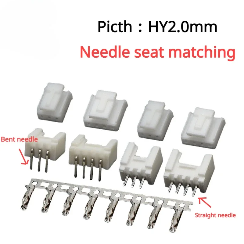 20 Sets/Lot Hy2.0mm Pitch Connector with Lock PCB Single Row Socket Pin Seat Wiring Terminal 2P 3 4 5 6 7 8 9 10P