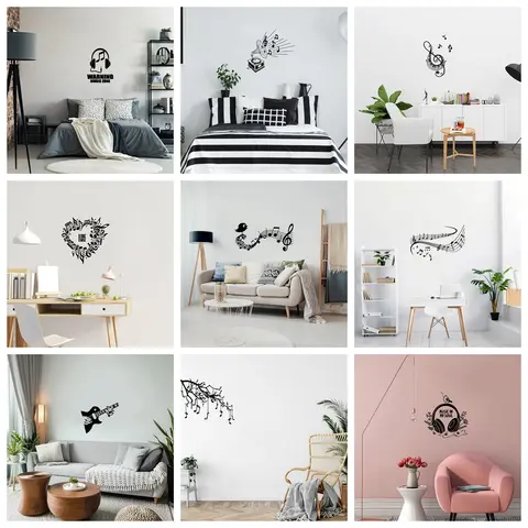 1 pc hot sale nice music Wall Stickers diy wallpaper Creative For Kids Rooms Diy Home Decoration Mural Waterproof Wall Art Decal