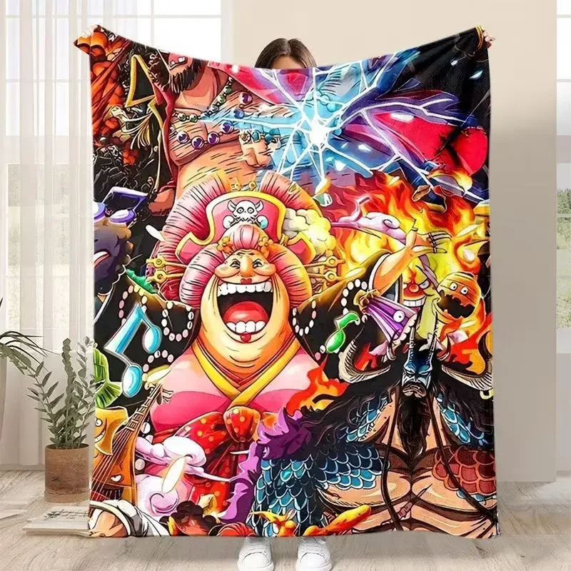 Anime One Piece Cartoon Peripheral Flannel Blanket Summer Office Nap Blanket Digital Printing Air Conditioning Shawl Blankets