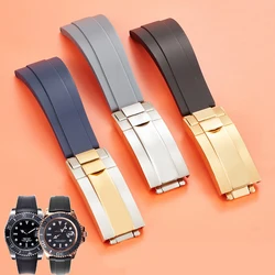 20mm Nature Soft Silicone Rubber Watchband For Rolex Watch Strap Daytona Submariner GMT OYSTERFLEX Bracelet Folding Buckle