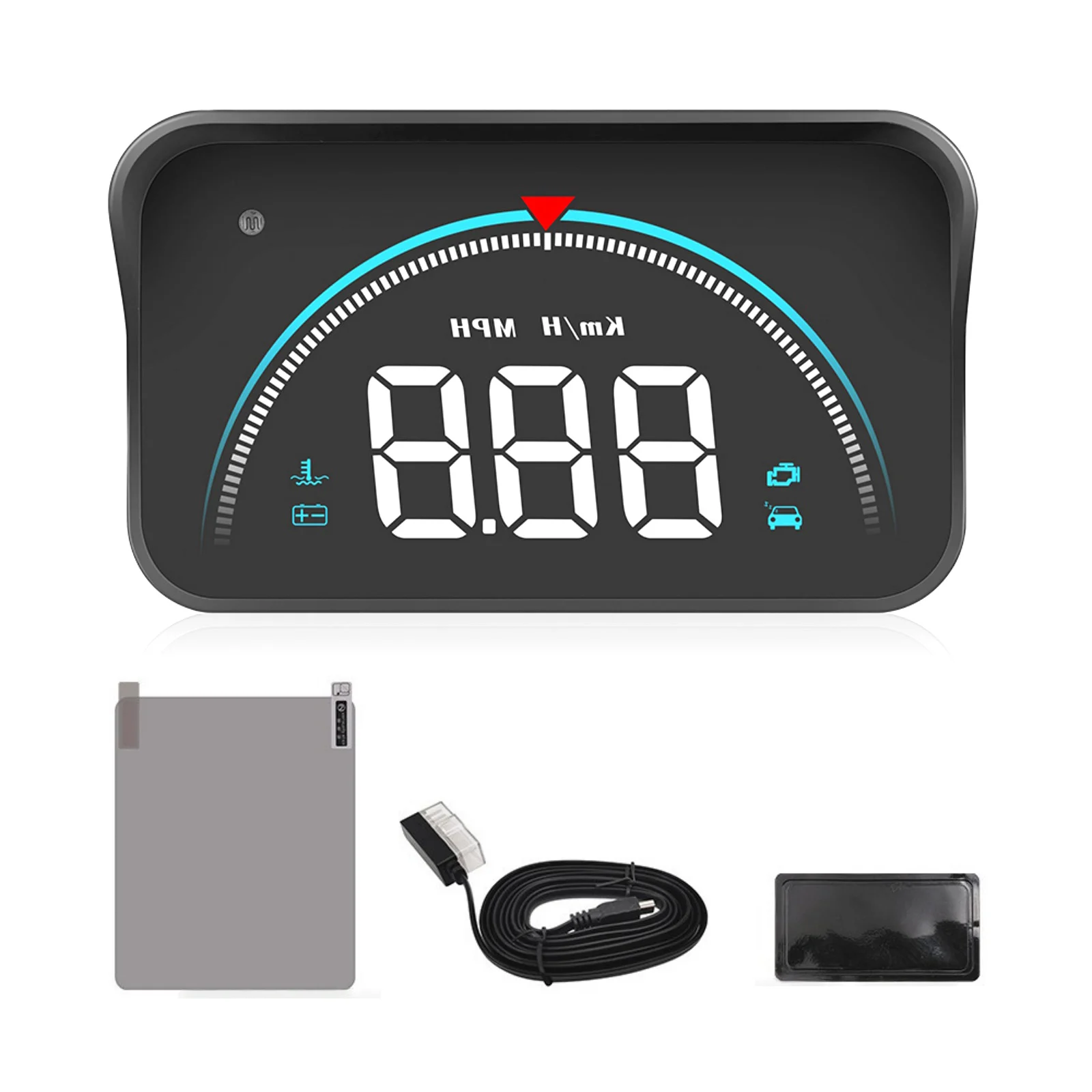 

3,5-дюймовый автомобильный HUD-дисплей OBD2, многофункциональный спидометр, индикатор оборотов, температуры воды, напряжения, 4 режима отображения, 16 интерфейсов, антибликовое покрытие