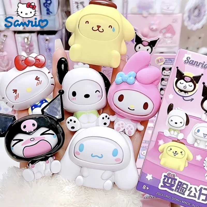 

Sanrio Kawaii Change Face Figure Cinnamoroll Pochacco My Melody Hello Kitty Kuromi Pompom Purin Anime Blind Box Toy Gift