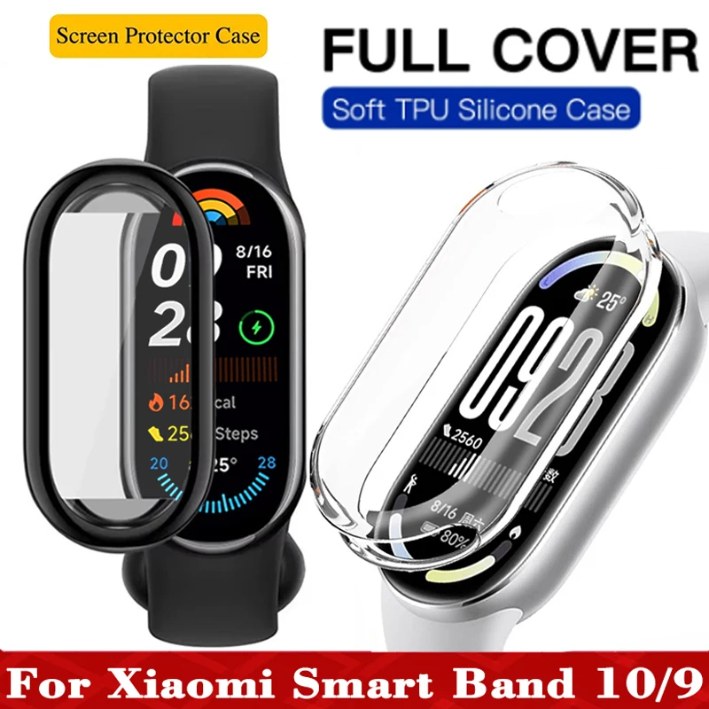 Защитный чехол из ТПУ для Xiaomi Mi Band 10 9, защитный чехол для экрана Mi Band 9 10, чехол для умных часов с защитой от царапин