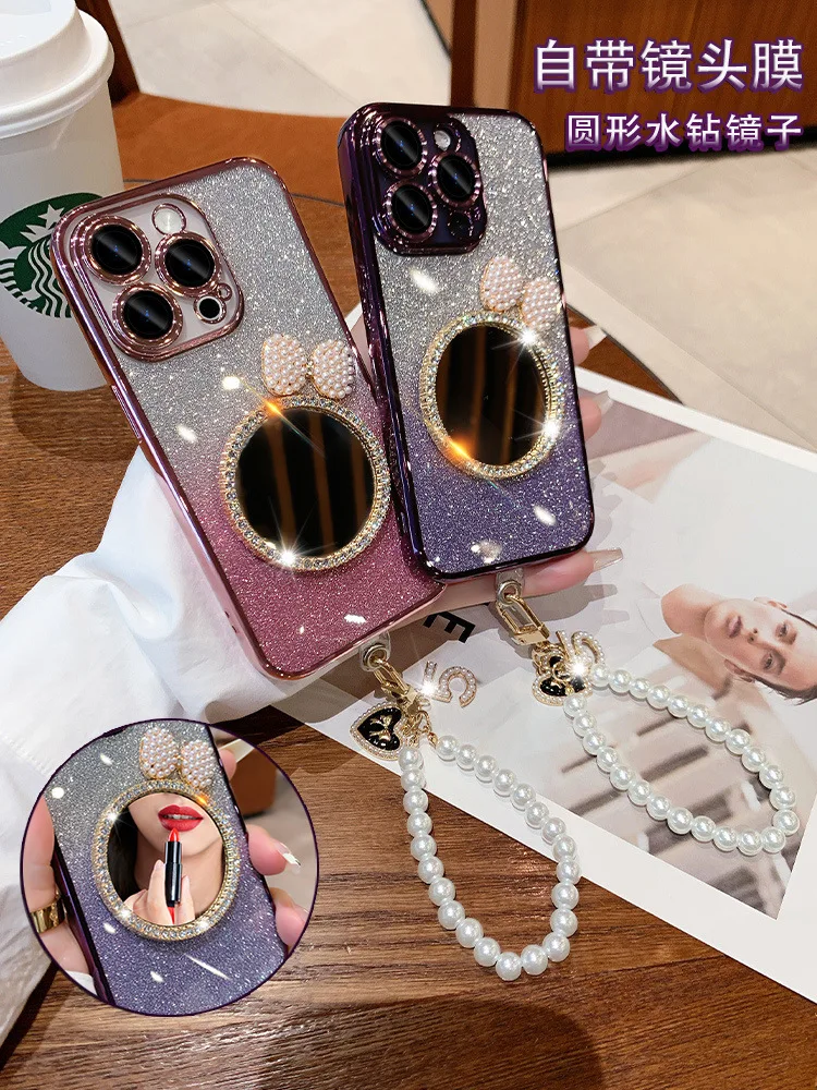 

Glitter Bow Pearl Mirror Phone Case For iPhone 15 Plus 14 13 12 Pro Max 11 15 Pro Max 14 Plus Xs 8 7 13 Pro 12 14 Soft Cover