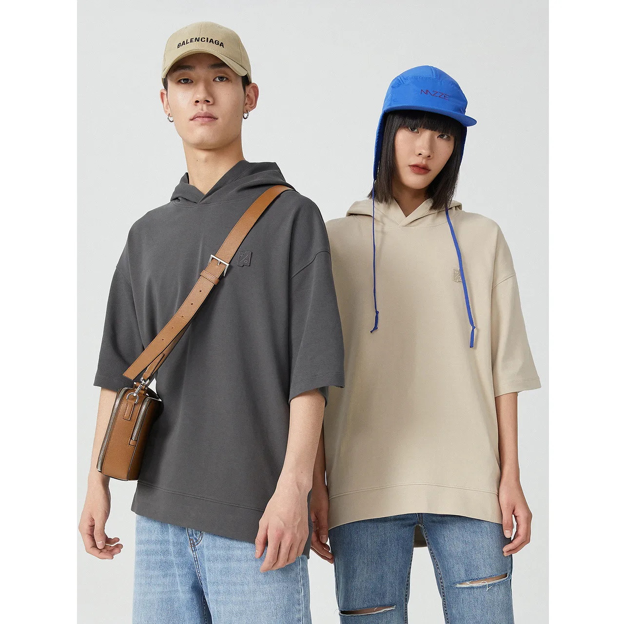 Metersbonwe-Men and Women's Casual Short-Sleeved Pullover, Male and Female Street Hoodies, Loose Student Hoodies, Couple Hoodies