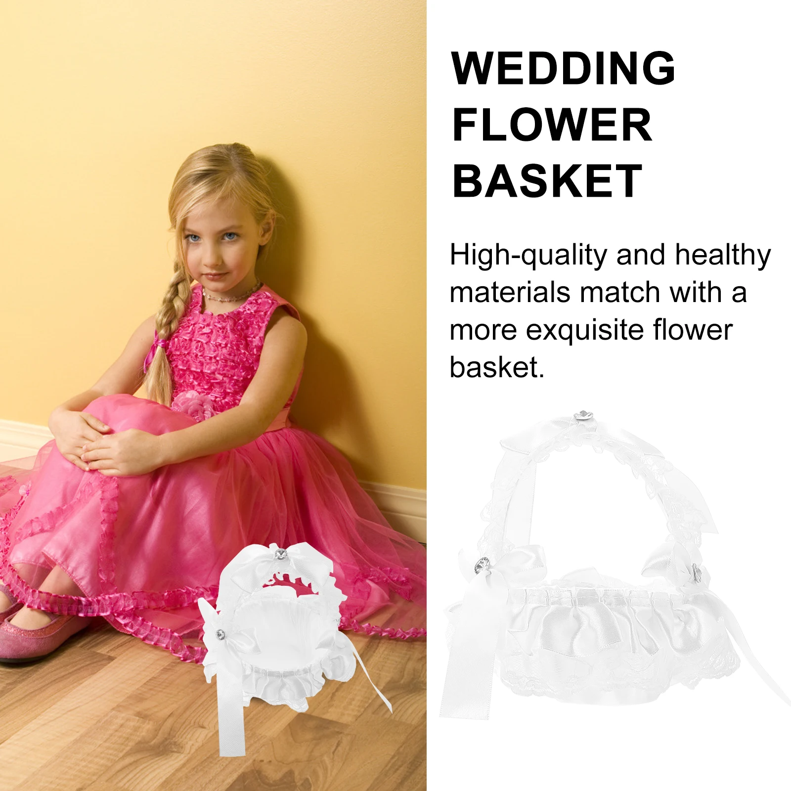 

2 Pcs Candy Basket Hand Made Supply Wedding Gift Flower Woven Baskets Portable Lace Container Child Girl