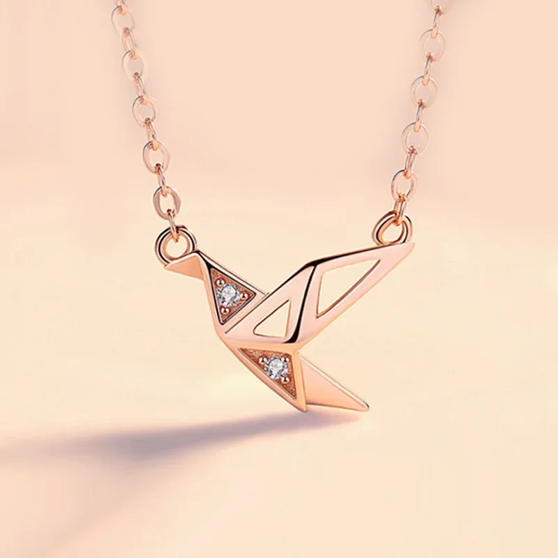 Thousand Paper Crane Short Clavicle Chain Silver Temperament Necklace Women's Fashion Jewelry Party Birthday Gift