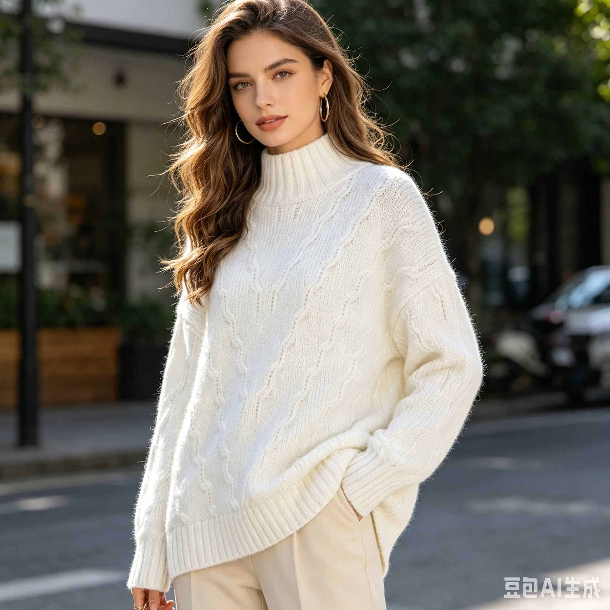 Women Mujer Autumn Winter Clothing Hairy Angora Rabbit Hair Knitted Mock Neck Long Sleeves Loose Pullover Sweater Jumper Pull