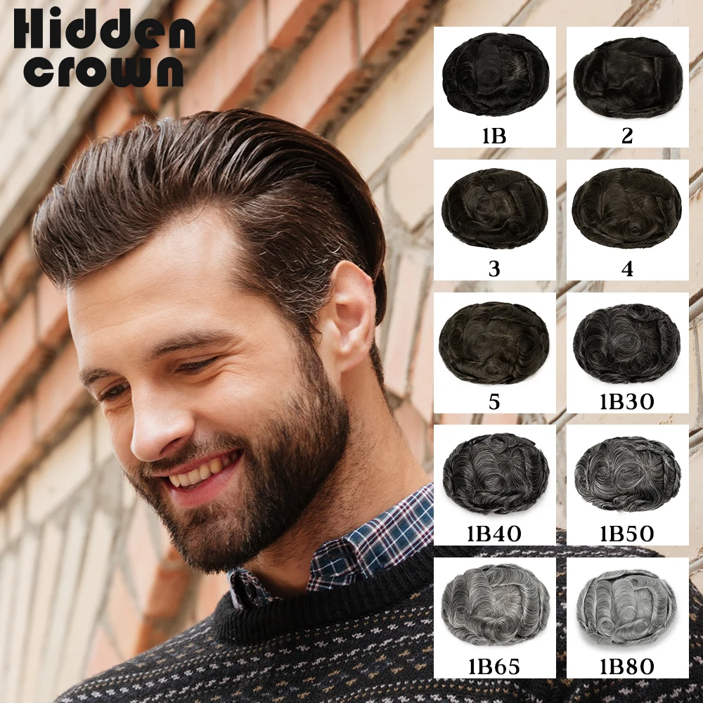 130% Density Skin Hair Wig Toupee For Men Indian Human Hair 0.1-0.12 Thickness Men Wig Men's Capillary Prothesis Hair Wig Male