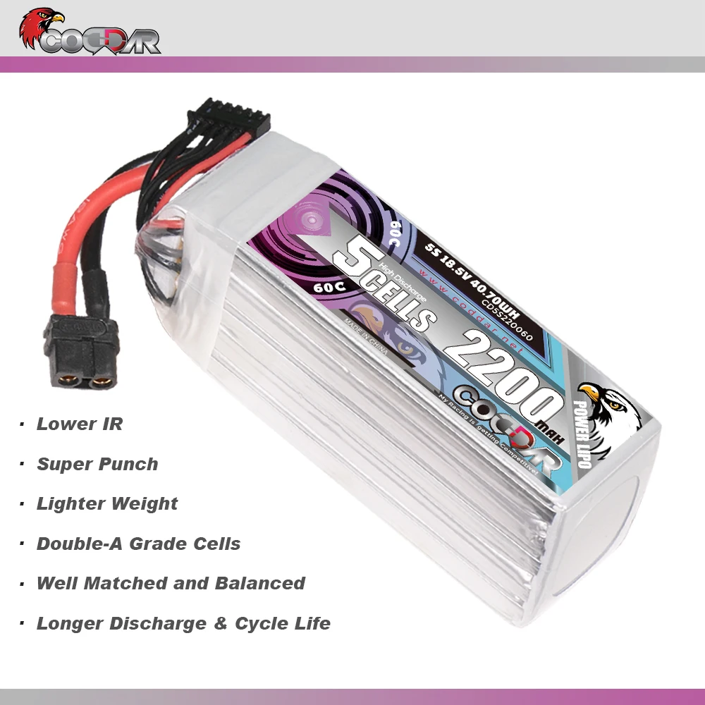 CODDAR 5S bateria Lipo 2200mAh 18.5V 60C dla dron FPV zdalnie sterowany Quadcopter helikoptera samolot hobbysboat RC 5S akumulator