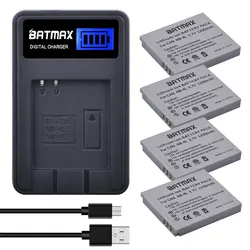 Batmax NB-4L NB4L Battery+LCD USB Charger for Canon IXUS 50 55 60 65 80 75 100 I20 110 115 120 130 IS 117 220 230 255 HS SD780