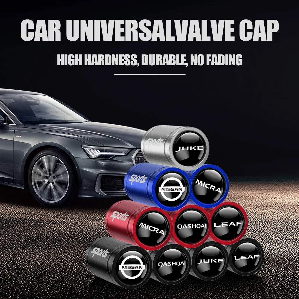 4pcs Car Tire Valve Cap Metal Dust Cover Accessories Dustproof For Nissan Nismo GTR Teana Versa Almera X-Trail Xterra Qashqai