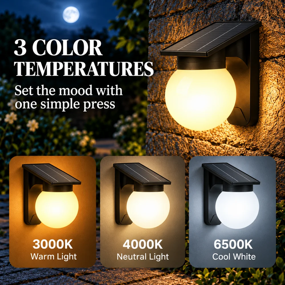 IP65 Solar Wall Lamp Waterproof Outdoor Sensor With Switch For Home Garden Security Light Wall Fence Gate Energy Saving Light