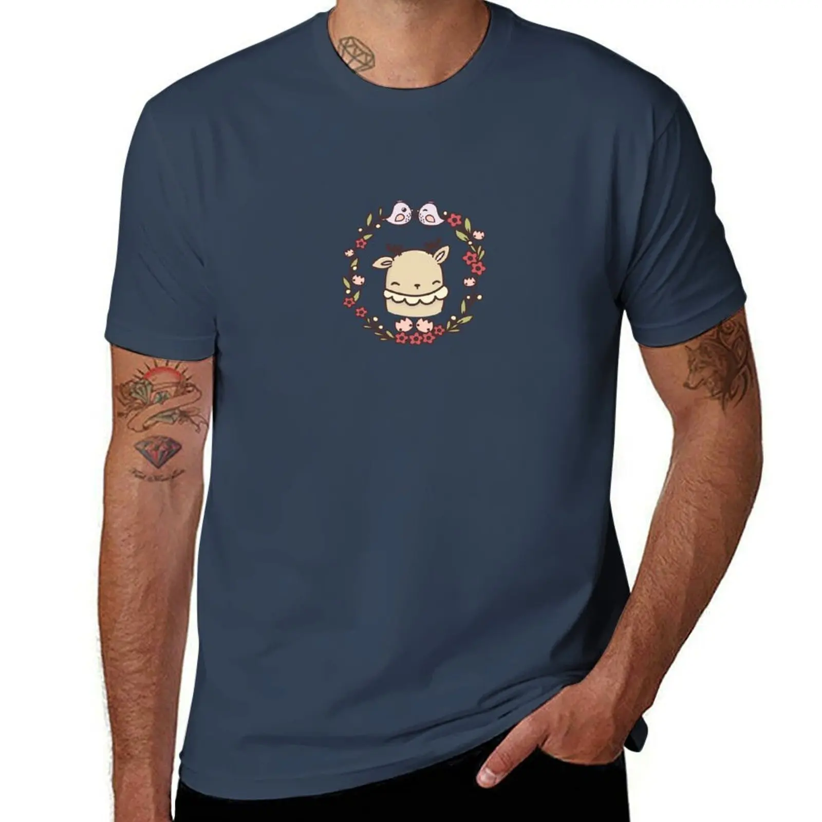 

flowers and Jackalope birds with T-Shirt Basic Tee Shirt for Everyday Outfit