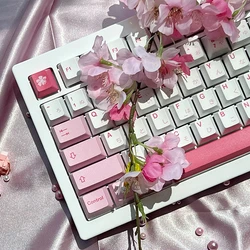 GMK HAZAKURA Theme Keycap Set PBT Custom Pink Cherry Keyboard Cap Cherry Profile KeyCap for Mechanical Keyboard Accessories Gift