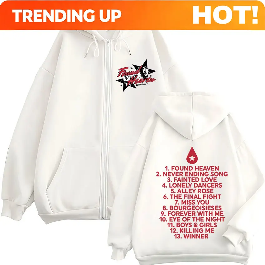 Conan Gray Found Heaven Album 2025 Zipper Hoody Mens Women Retro Oversized Coats Jacket Sweatshirt Hip Hop Gothic Zip Up Hoodies