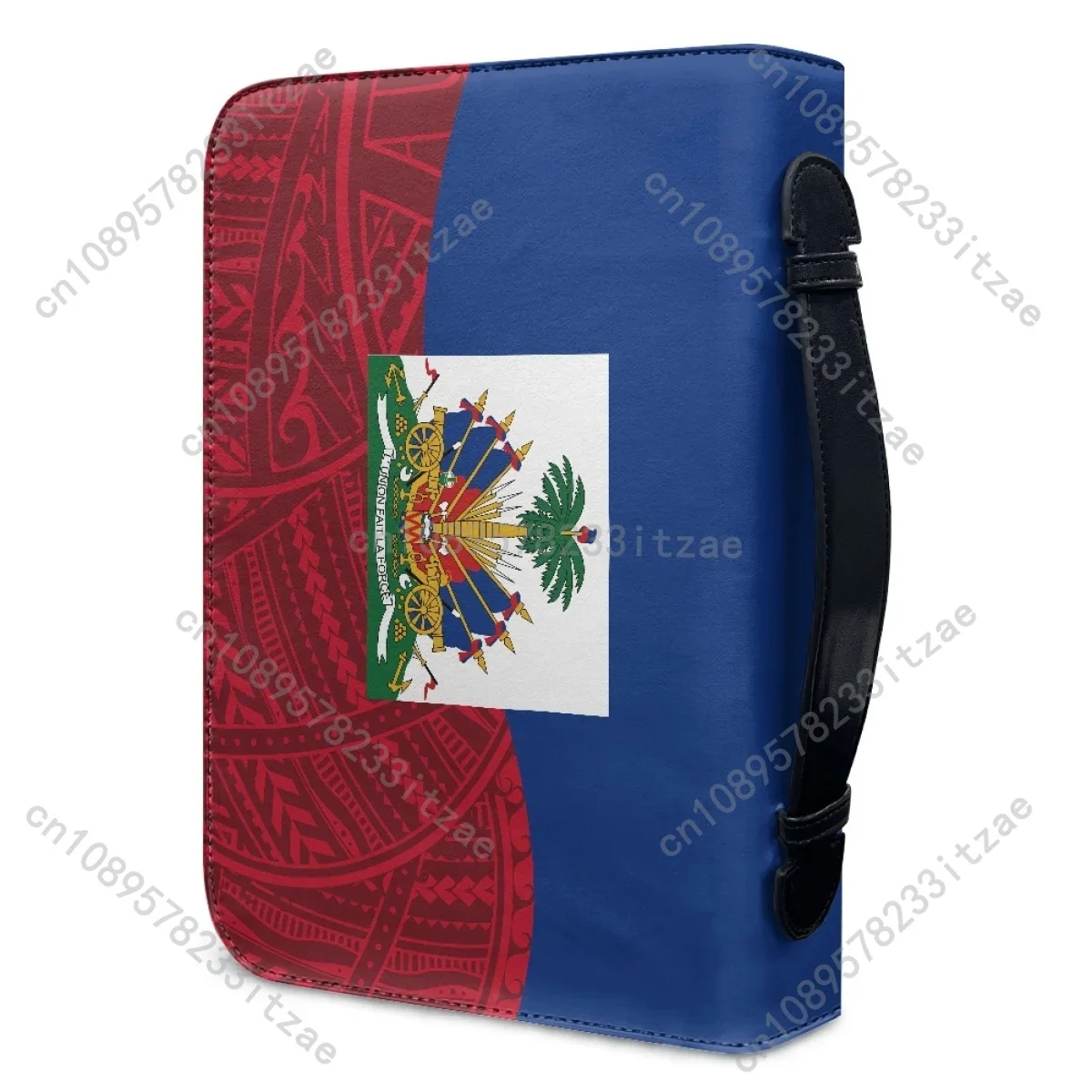 Casing penutup Injil motif bendera Haiti baru untuk wanita tas penyimpanan Injil kulit kustom tas tangan dengan pegangan ritsleting tas penyimpanan Injil portabel