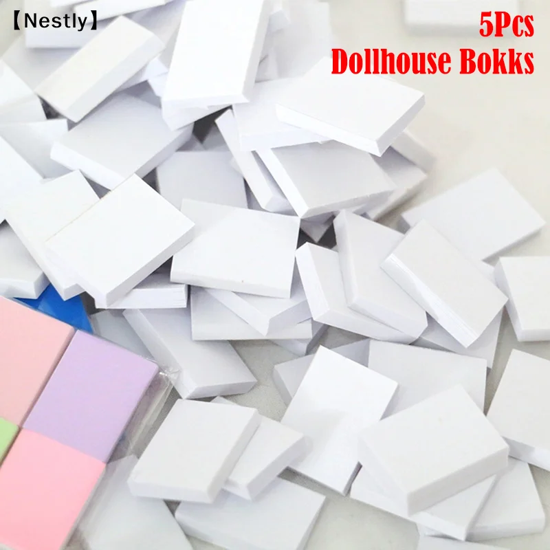 5Pcs 1:12 Dollhouse Miniature Books Mini Inside Flip Book Kids Pretend Play Toy Doll House Accessories〔Nest〕