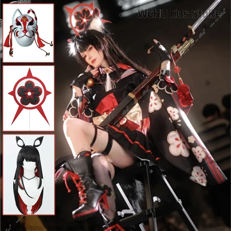

CosplayKosaka Wakamo Blue Archive Cos Woman Cosplay Costume Wig Earrings Fox Kimono Cos Woman Man Role Play Comic-Con Adult Halo