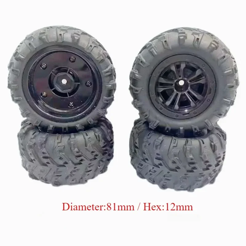 4 Uds. Neumáticos de rueda de camión monstruo hexagonal de 12mm para SCY 16101 Pro 1:16 piezas de mejora de coche todoterreno RC