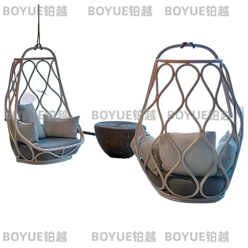 Nordic Hanging Swing Chair Outdoor Indoor Rattan Wicker Egg Seat Creative Leisure Single Bed for Hotel Patio Garden Home