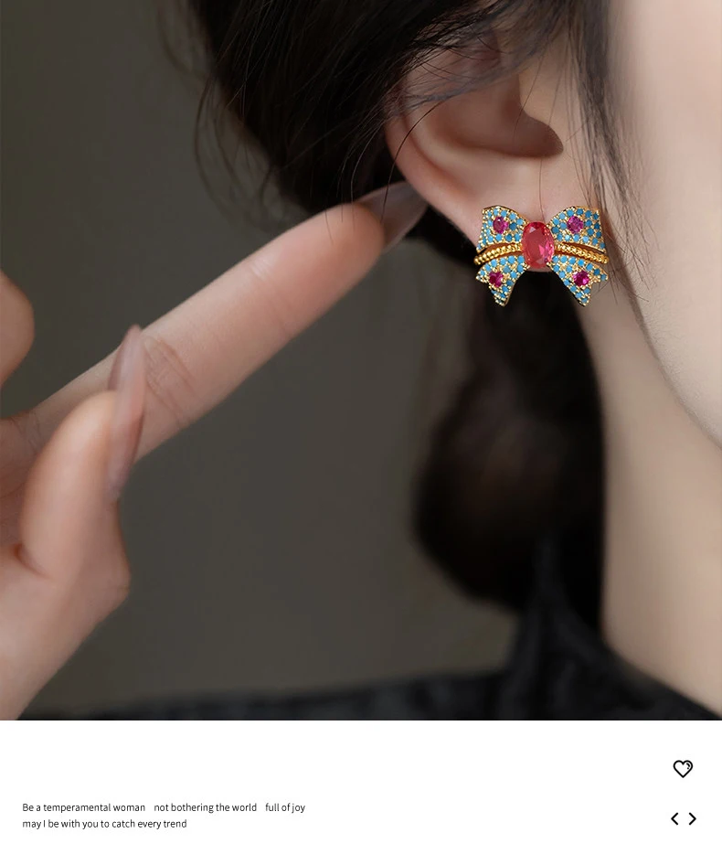 Bunte Zirkon-Schmetterlings-Knoten-Ohrstecker für Damen und Mädchen 2026 Neuer Luxus-Schmuck Sommerurlaubs-Stil Süßes Accessoire – Detail 10