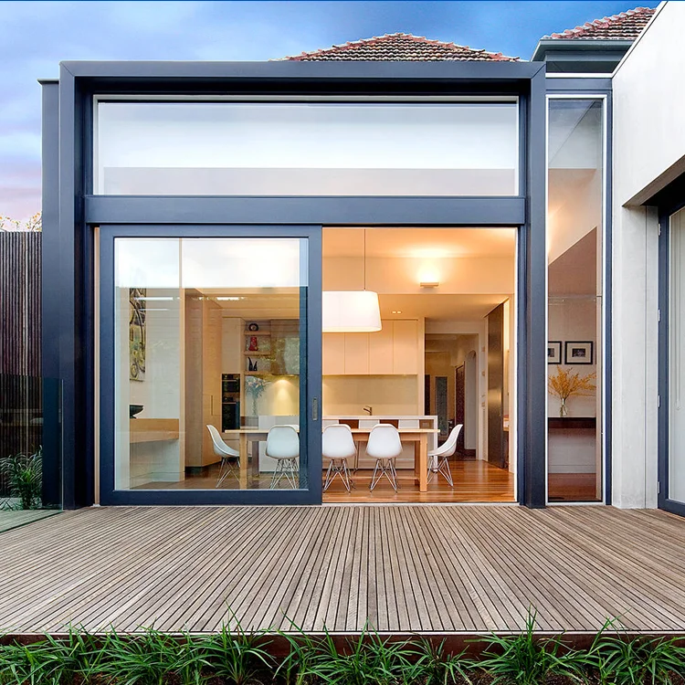 Tamaño y color personalizados de las puertas de cristal del hogar del diseño moderno del marco de aluminio de la puerta corrediza del patio del doble de DN