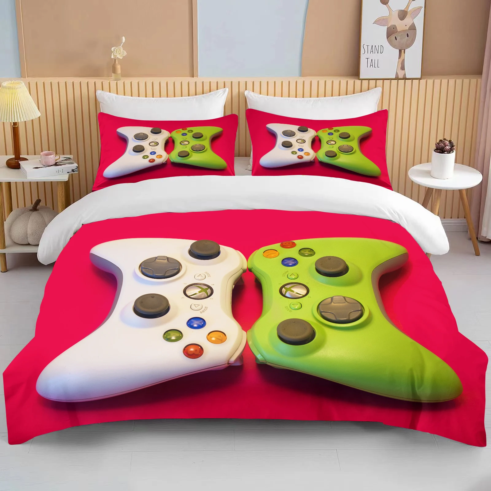 

10 Sizes Beautiful Gamepad Patterned Bed Set of Three king size double bed bedding set microfiber or polyester duvet cover set