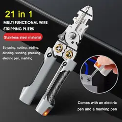 21 In 1 Wire Stripping Pliers Multifunction Electrician Measuring Pen Style Wire Stripping Cable Cutting Wire Splitting Tool